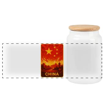 China Travel Art - Panoramic Cookie Jar with Wooden Lid - white - Front