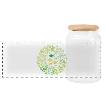 Underwater world with fish and corals - Panoramic Cookie Jar with Wooden Lid - white - Front