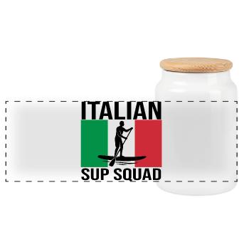 Italian SUP Crew Paddle Shirt - Panoramic Cookie Jar with Wooden Lid - white - Front