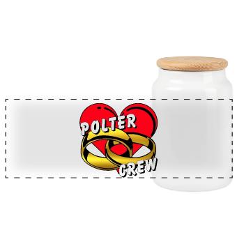 Polter Crew , Junggesellenabschied ............... - Panorama Keksdose mit Holzdeckel - Weiß - Vorne