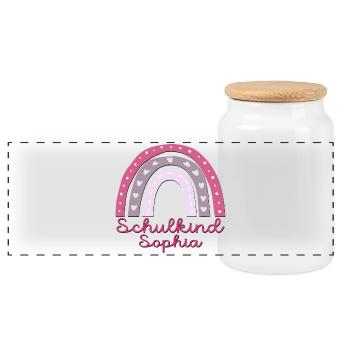 Schulanfang Schulkind Sophia - Panorama Keksdose mit Holzdeckel - Weiß - Vorne