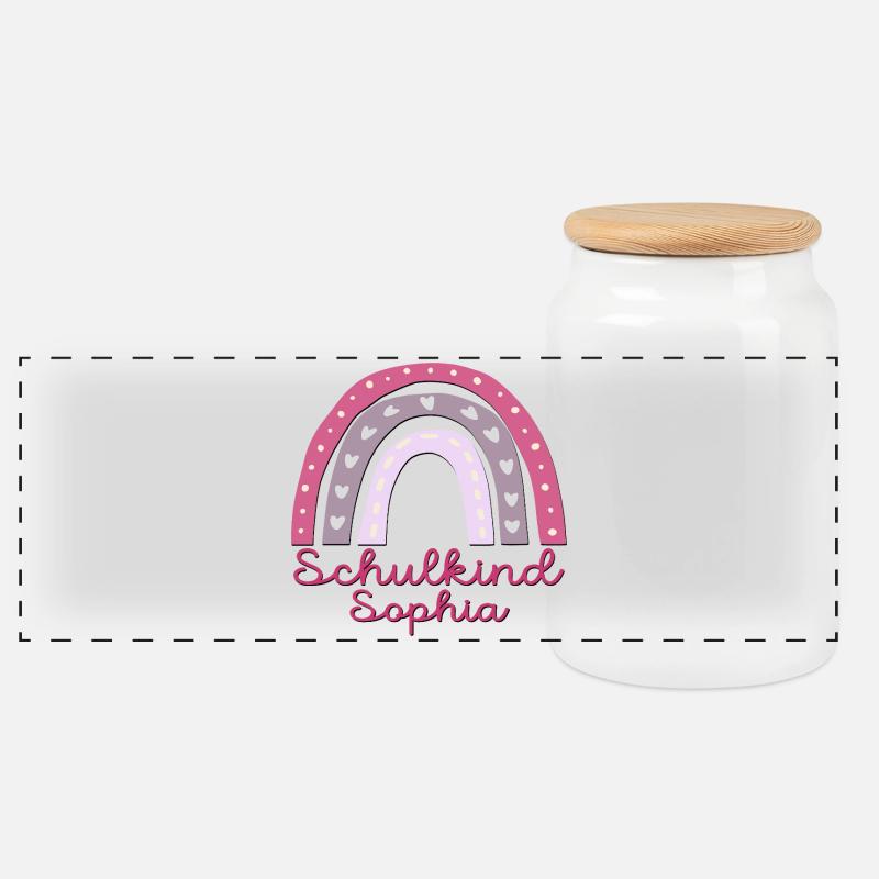 Schulanfang Schulkind Sophia - Panorama Keksdose mit Holzdeckel - Weiß