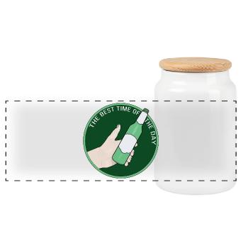 Die beste Zeit des Tages - Panorama Keksdose mit Holzdeckel - Weiß - Vorne