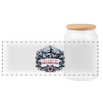 I LIKE SWITZERLAND - Panorama Keksdose mit Holzdeckel - Weiß - Vorne
