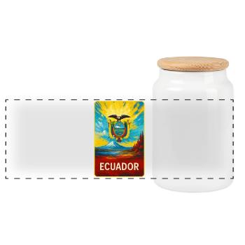 Équateur - Emblème coloré - Boîte à biscuits avec couvercle en bois - blanc - Devant
