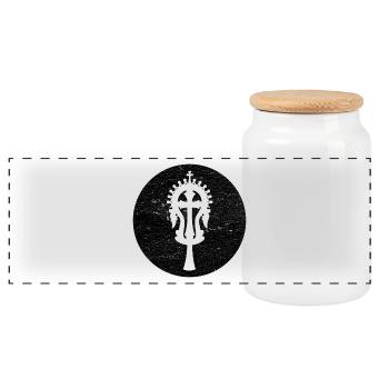 Croix de Lalibela noir, Héritage sacré d'Éthiopie - Boîte à biscuits avec couvercle en bois - blanc - Devant