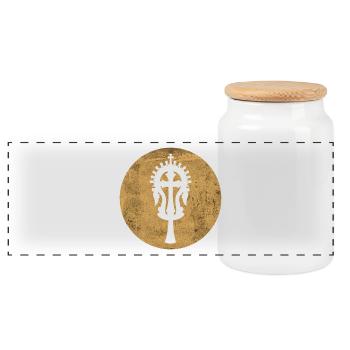 Goldenes Lalibela-Kreuz, heiliges Erbe Äthiopiens - Panorama Keksdose mit Holzdeckel - Weiß - Vorne
