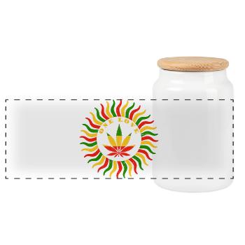 Emblème vibrant de l’amour du cannabis - Boîte à biscuits avec couvercle en bois - blanc - Devant
