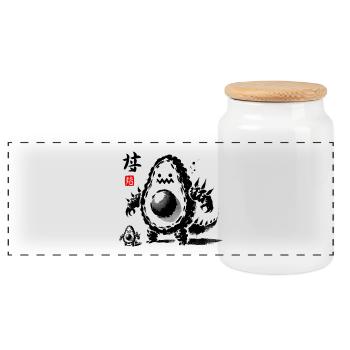Elegantes asiatisches Kalligraphie-Blumendesign - Panorama Keksdose mit Holzdeckel - Weiß - Vorne