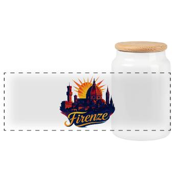 Florence Florence Ville Italie Silhouette Cadeau - Boîte à biscuits avec couvercle en bois - blanc - Devant