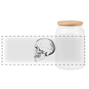 Crâne - Boîte à biscuits avec couvercle en bois - blanc - Devant