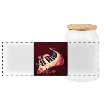 L’élégance en mouvement : le piano incurvé. - Boîte à biscuits avec couvercle en bois - blanc - Devant