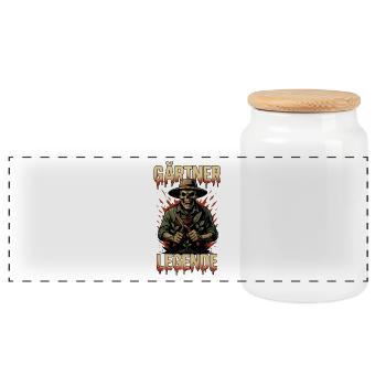 Gardener Legend - Panoramic Cookie Jar with Wooden Lid - white - Front