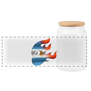 Drapeau de l’Argentine - Argentine - Ninja - Boîte à biscuits avec couvercle en bois - blanc - Devant