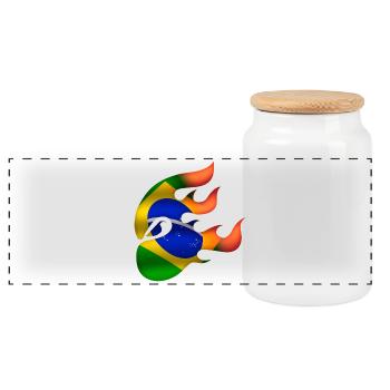 Drapeau du Brésil - Brésil - Ninja - Boîte à biscuits avec couvercle en bois - blanc - Devant