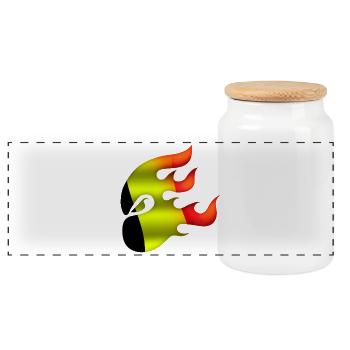 Flag of Belgium - Belgium - Ninja - Panoramic Cookie Jar with Wooden Lid - white - Front