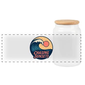 Chasing Sunsets Retro Surf Design Vintage Sonne - Panorama Keksdose mit Holzdeckel - Weiß - Vorne