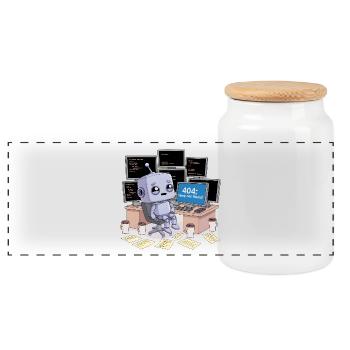 404: Sleep Not Found - Panoramic Cookie Jar with Wooden Lid - white - Front