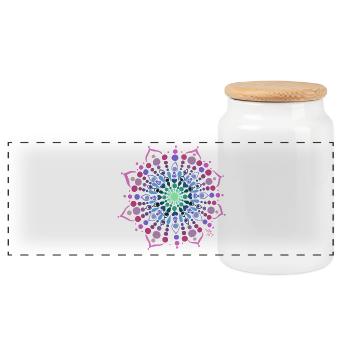 Mandala Liebe - Panorama Keksdose mit Holzdeckel - Weiß - Vorne