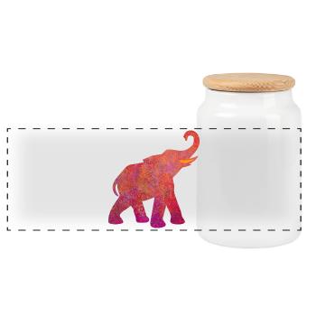Yoga Elefant Holi pink Energie Tierliebe Namaste - Panorama Keksdose mit Holzdeckel - Weiß - Vorne