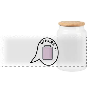 WHERE SUITCASE HOLIDAY - Panoramic Cookie Jar with Wooden Lid - white - Front