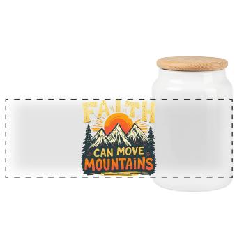 FAITH CAN MOVE MOUNTAINS - Panoramic Cookie Jar with Wooden Lid - white - Front