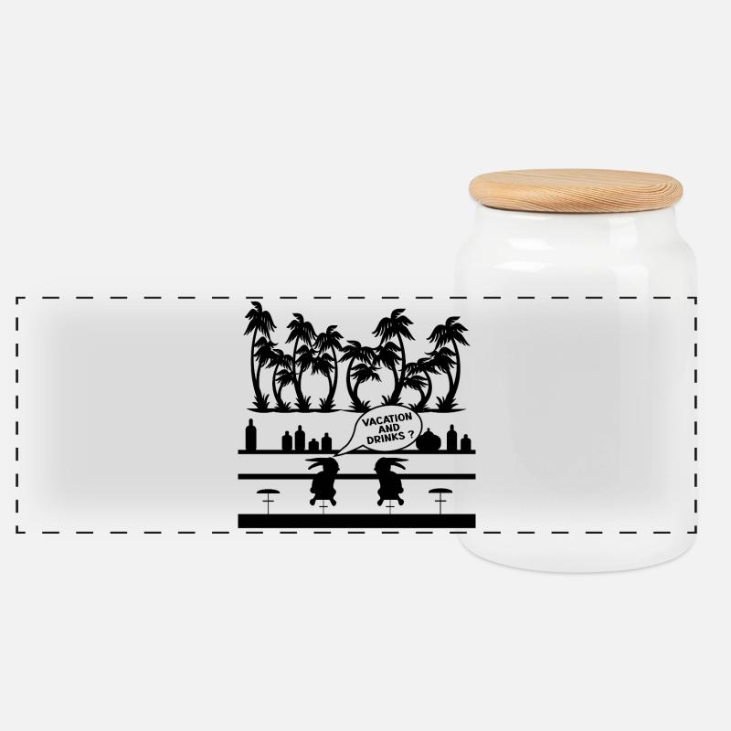 VACATION DRINKS BAR - Panoramic Cookie Jar with Wooden Lid - white