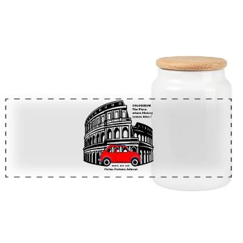 Colosseum Italy Rome Shirt T Shirt Design Basic - Panoramic Cookie Jar with Wooden Lid - white - Front