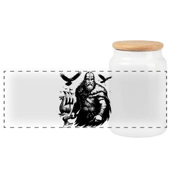Vol vent du nord et corbeau - Boîte à biscuits avec couvercle en bois - blanc - Devant