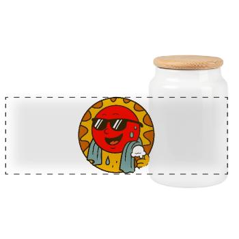 Sungus avec une ambiance estivale fraîche - Boîte à biscuits avec couvercle en bois - blanc - Devant