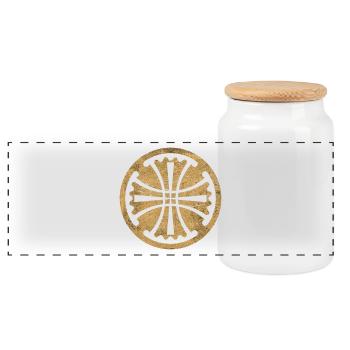 Croix de Canterbury dans un cercle doré - Boîte à biscuits avec couvercle en bois - blanc - Devant
