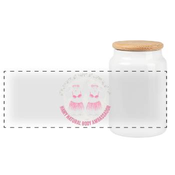 Hula Dancer Gorilla Celebration Tee - Panoramic Cookie Jar with Wooden Lid - white - Front