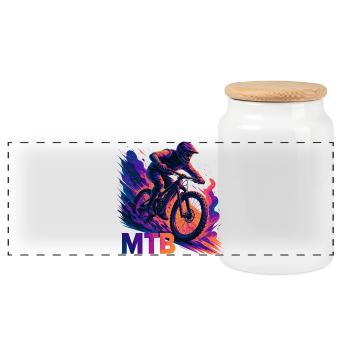 VTT VTT VTT Cadeau VTT - Boîte à biscuits avec couvercle en bois - blanc - Devant