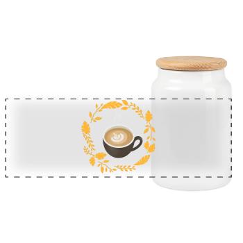 Coffee Lover - Panoramic Cookie Jar with Wooden Lid - white - Front