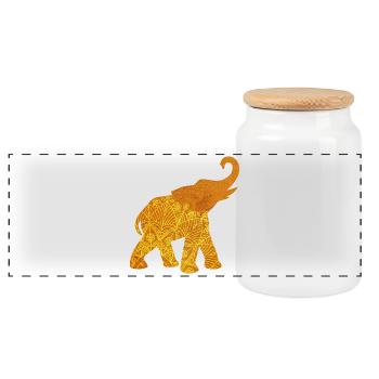 Yoga Mandala Meditation Indien Elefant om Namaste - Panorama Keksdose mit Holzdeckel - Weiß - Vorne