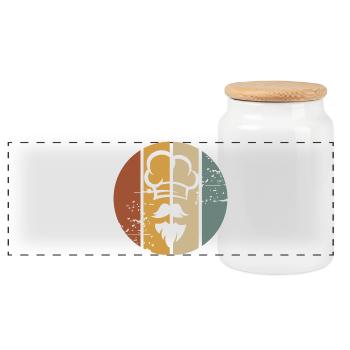 retro bakery and chef icon - restaurants logo - Panoramic Cookie Jar with Wooden Lid - white - Front