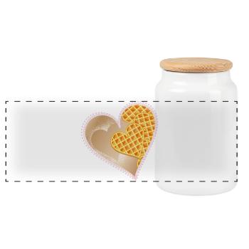 Heart waffles with powdered sugar and lace rim - Panoramic Cookie Jar with Wooden Lid - white - Front