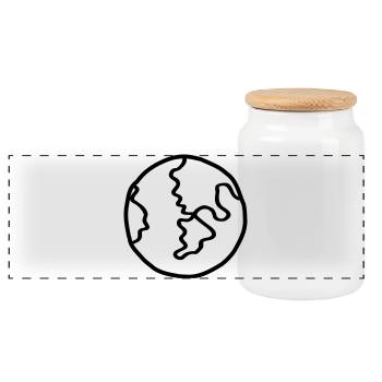 Planète Terre Doodle de l’espace - Boîte à biscuits avec couvercle en bois - blanc - Devant