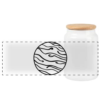 Planet Space Doodle - Panoramic Cookie Jar with Wooden Lid - white - Front