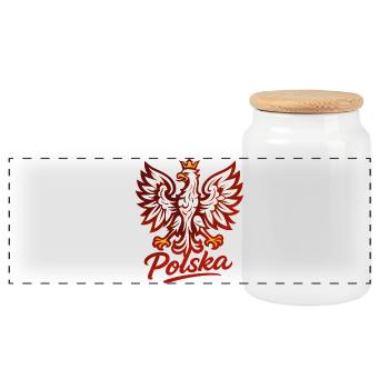 Polen Polska Adler Flagge Fahne grafisch Geschenk - Panorama Keksdose mit Holzdeckel - Weiß - Vorne