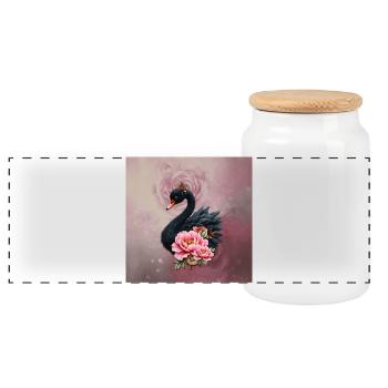 Une touche de rose et la lueur d’un cygne. - Boîte à biscuits avec couvercle en bois - blanc - Devant