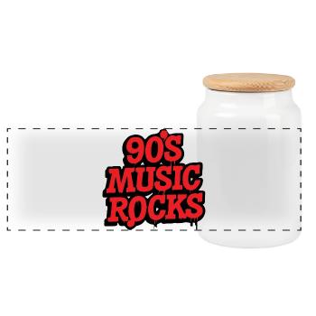 90's Music Rocks - Panoramic Cookie Jar with Wooden Lid - white - Front