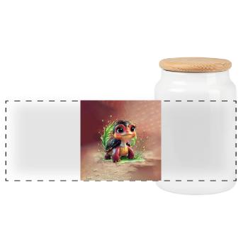 A look full of charm and adventure - Panoramic Cookie Jar with Wooden Lid - white - Front