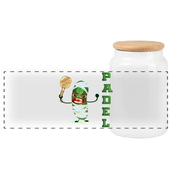 HALLOWEEN GHERKIN PICKLE PADEL - Panoramic Cookie Jar with Wooden Lid - white - Front