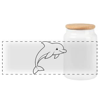 Minimalistic Dolphin - Panorama Keksdose mit Holzdeckel - Weiß - Vorne