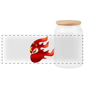 Drapeau de la Chine - Chine - Ninja - Boîte à biscuits avec couvercle en bois - blanc - Devant