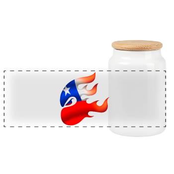 Flag of Chile - Chile - Ninja - Panoramic Cookie Jar with Wooden Lid - white - Front