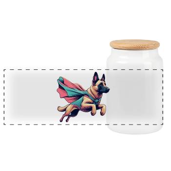 Super chien Berger Belge Cape Cadeau - Boîte à biscuits avec couvercle en bois - blanc - Devant