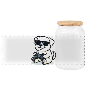Controller Pup - Panoramic Cookie Jar with Wooden Lid - white - Front