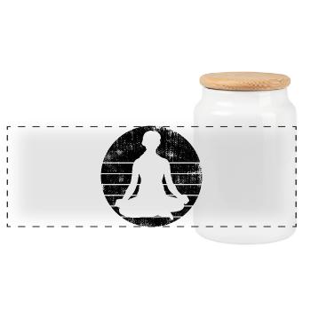 Yogi - Panoramic Cookie Jar with Wooden Lid - white - Front